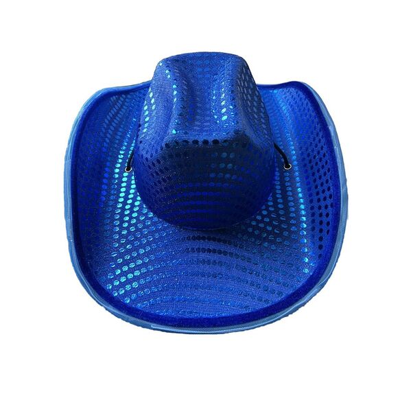 Funcredible Space Cowgirl Hat | Blue Light Up Cowboy Hat - Picture 4 of 16